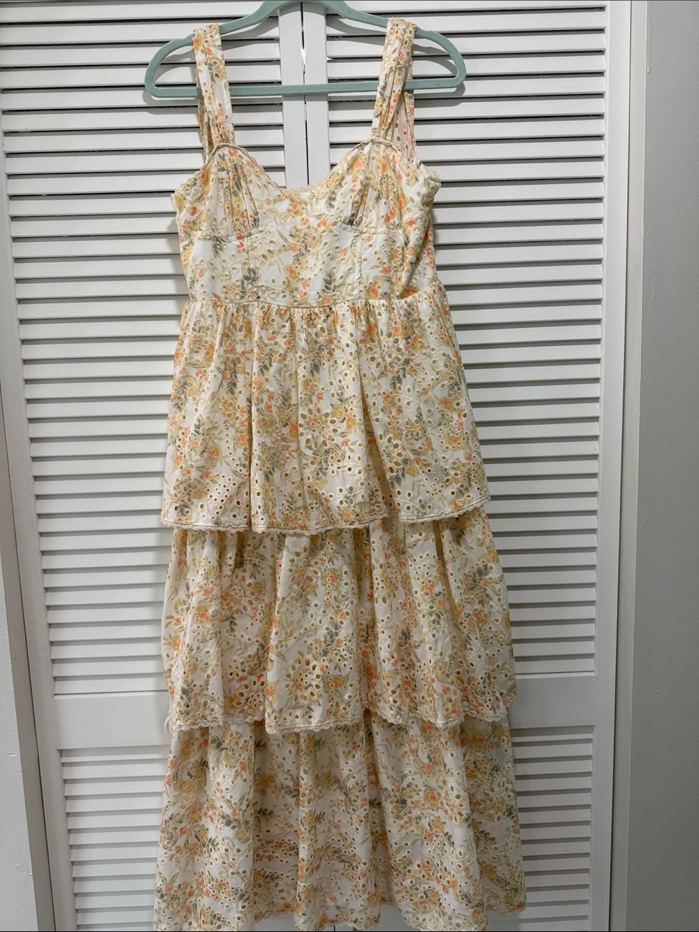 Women Cream Floral Tiered Sundress